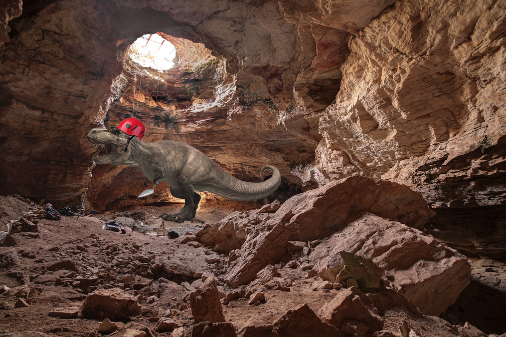 Note: No T. rex have actually helped with the excavations of Natural Trap Cave as their arms would be much too small. Note: No T. rex have actually helped with the excavations of Natural Trap Cave as their arms would be much too small.